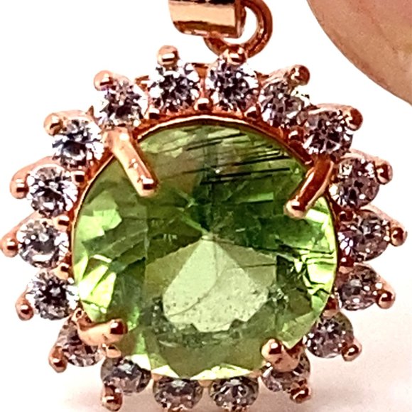 Peridot Ludwigite 3.60ct Rose Gold Silver Pendant - Picture 3 of 8